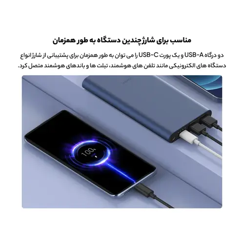 پاوربانک 22.5 وات شیائومی مدل PB100DZM ظرفیت 10000 میلی آمپر ساعت (8)